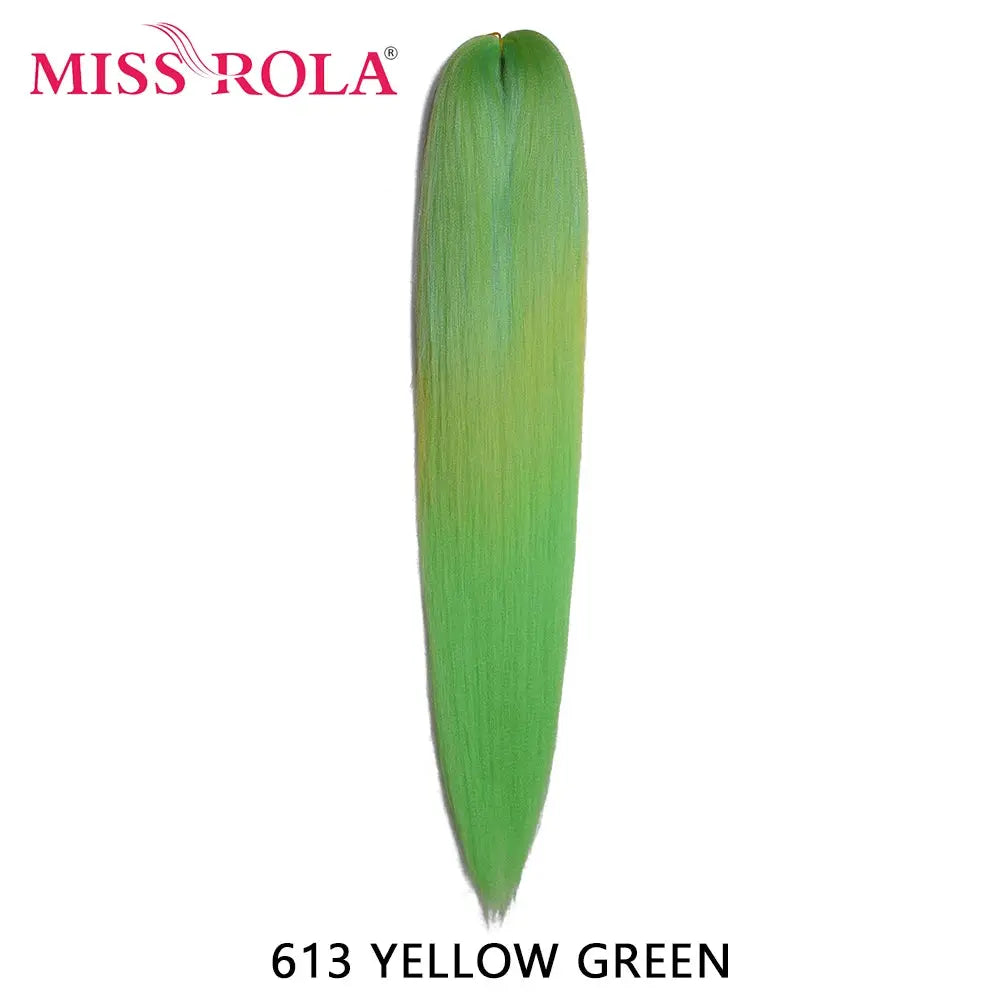 Miss Rola synthetic hair braid, 30-inch Kanekalon, yaki straight, pre-stretched, yellow-green 613