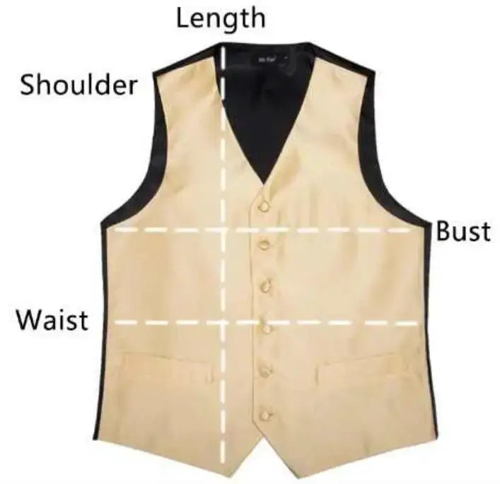 Men's wedding waistcoat vest in beige with black trim and gold buttons, slim fit