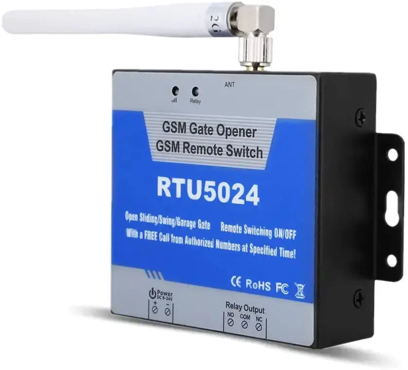 RTU5024 GSM Gate Opener Relay Switch with long antenna, blue front panel by Simples Market