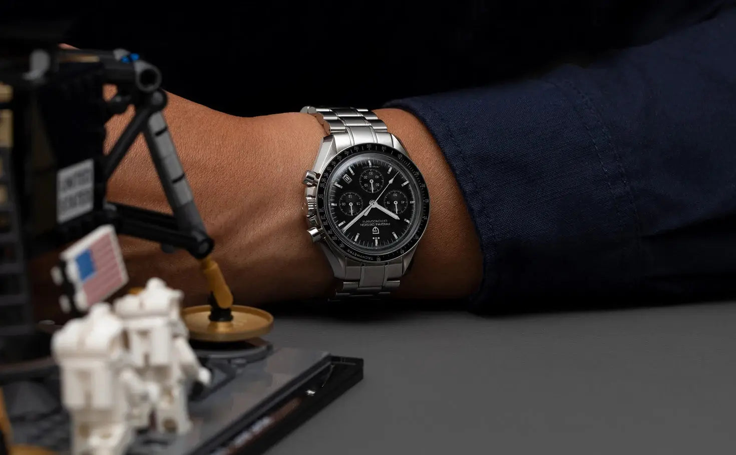 PAGANI DESIGN CK2998 Moon Watch tribute on a stainless steel bracelet with black chronograph dial