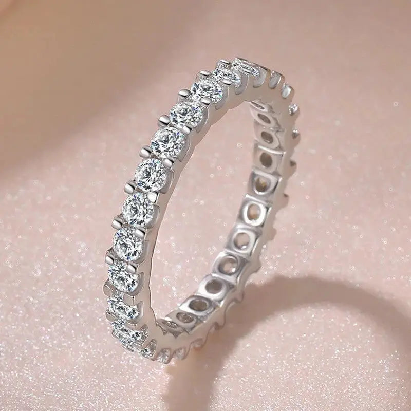 So-Bling S925 sterling silver eternity ring with cubic zirconia stones, Simples Market for women