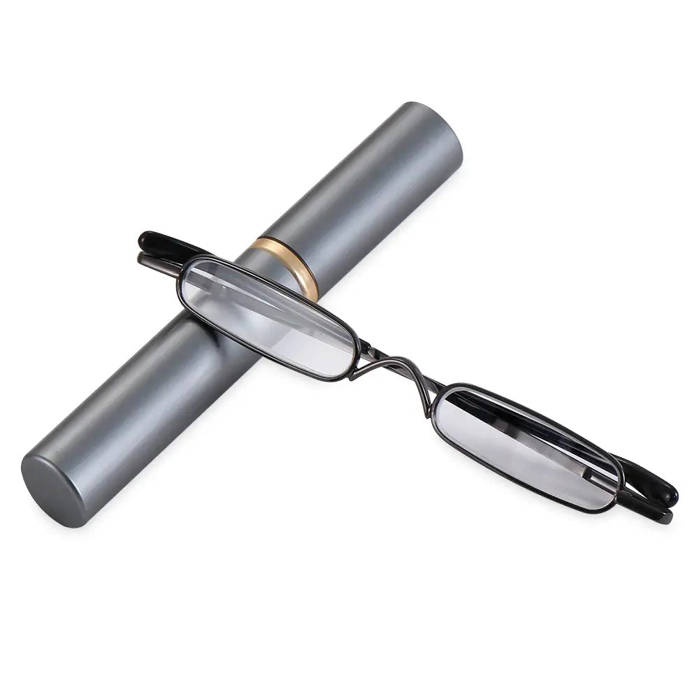 Elegant Reading Glasses Metal Frame Ultra Thin Design Lightweight Portable Mini Eyewear For Men And Women With Case