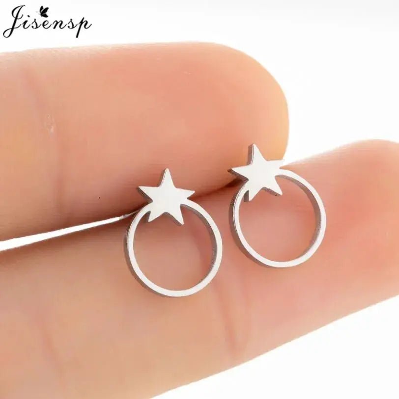 Stainless Steel Stud Earrings For Women Fashion Jewelry Multiple Animal Designs Hummingbird Leaf Music Fairy Gift - Simples Market