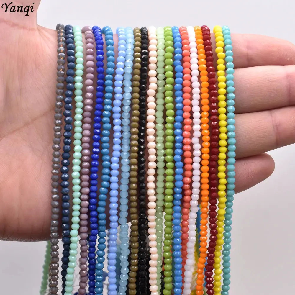 Yanqi Rondelle Crystal Beads 2mm 3mm 4mm Faceted Round Glass Beads for Jewelry Making DIY Spacer Beads