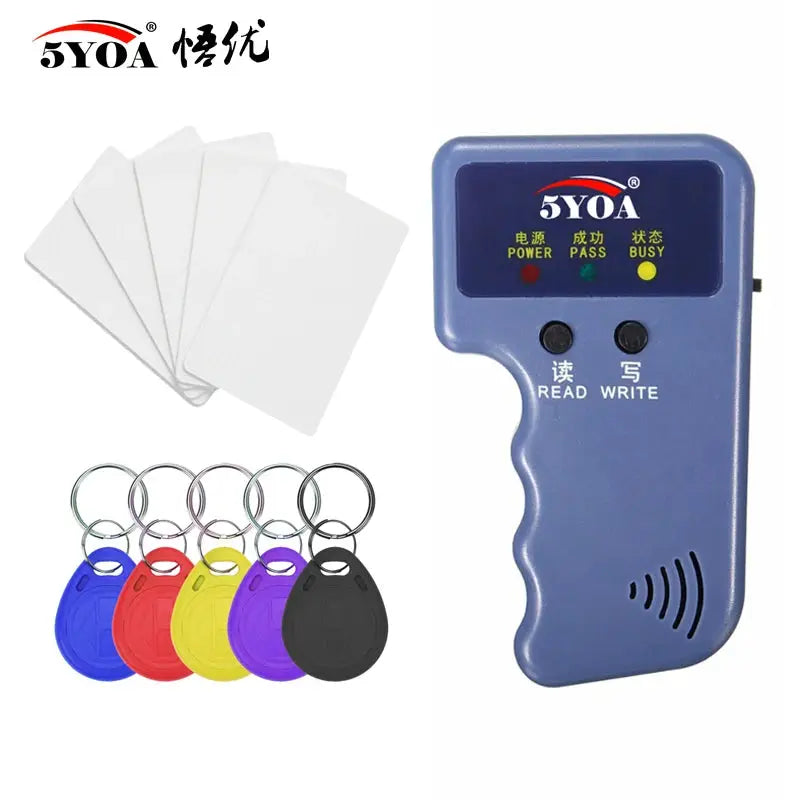 5YOA 125KHz RFID duplicator copier writer programmer with blank cards and six colored key fobs