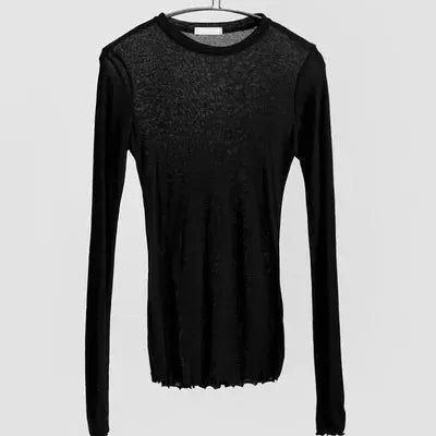 NovaGlow See Through Sheer Long Sleeve Tee For Women Breathable Stretch Polyester Elastane