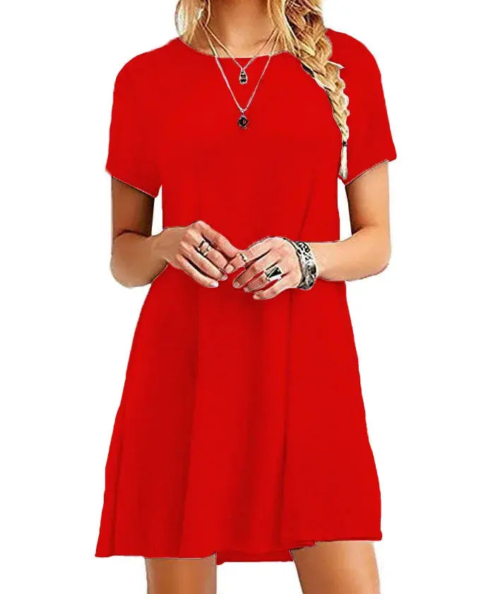 Instylis Women Casual Vintage O Neck Print Loose Mini Dress Sundress