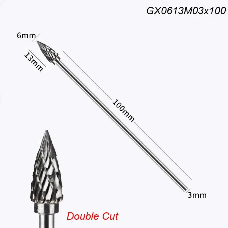 Extra Long 100mm Rotary Rasp File Carbide Burr for Metal and Wood Carving Milling Cutter