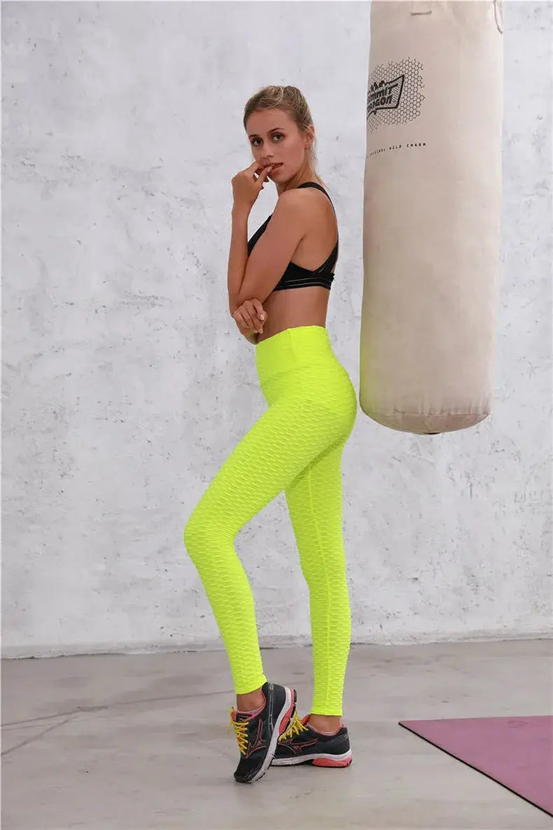 Push Up Leggings by Simples Market neon yellow high-waist scrunch workout tights for women