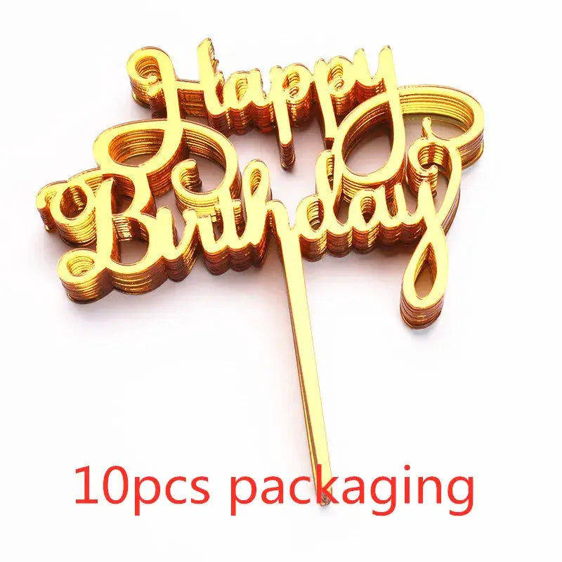 10 Pcs Rose Gold Silver Black Acrylic Cake Toppers Set For Birthday Parties Baby Showers And Dessert Decoration