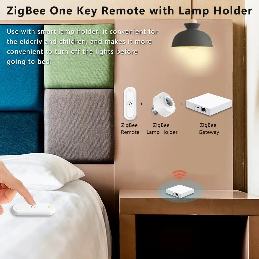 LoraTap ZigBee 3.0 wireless 6-button remote with lamp holder and gateway 3-piece set by Simples Market