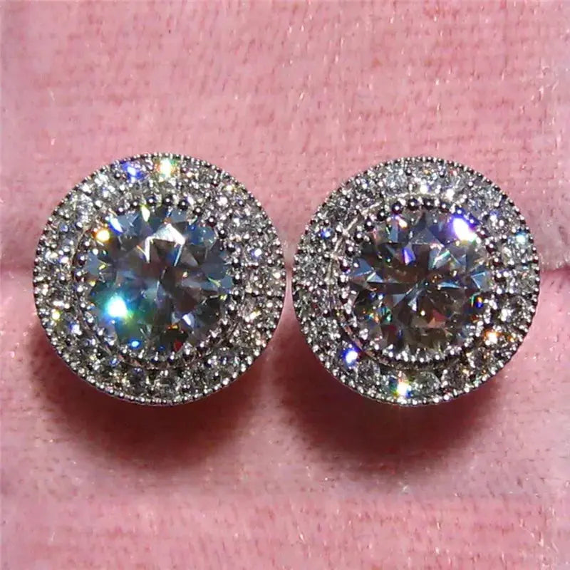 Huitan Delicate Small Round Stud Earrings With Shiny Cubic Zirconia Versatile Fashion Jewelry For Women Teens