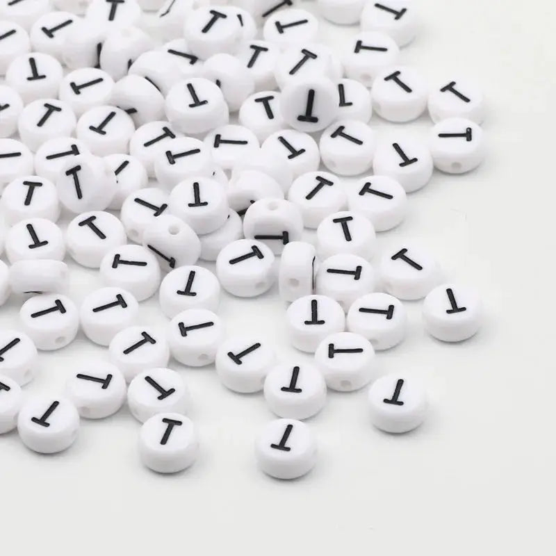 White Round Alphabet Letter Beads 7x4mm A To Z Acrylic Spacer Beads For Jewelry Making DIY Bracelets