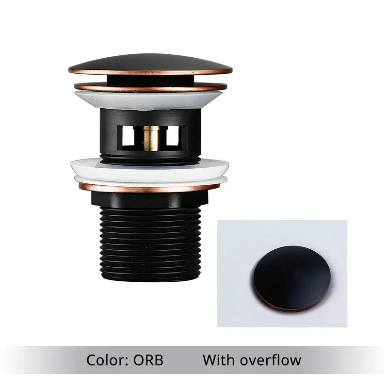 Simples Market Bagnolux pop-up vessel sink drain stopper, oil-rubbed bronze with overflow