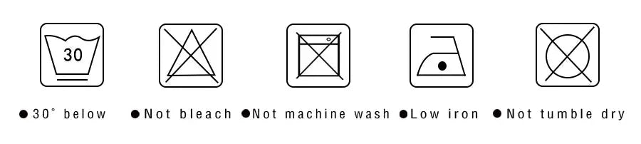 Simples Market men's suit vest care symbols: 30°, not bleach, not machine wash, low iron, not tumble dry