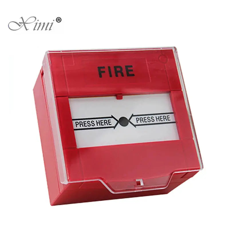 Fire alarm release switch, red plastic emergency button with clear cover by Simples Market