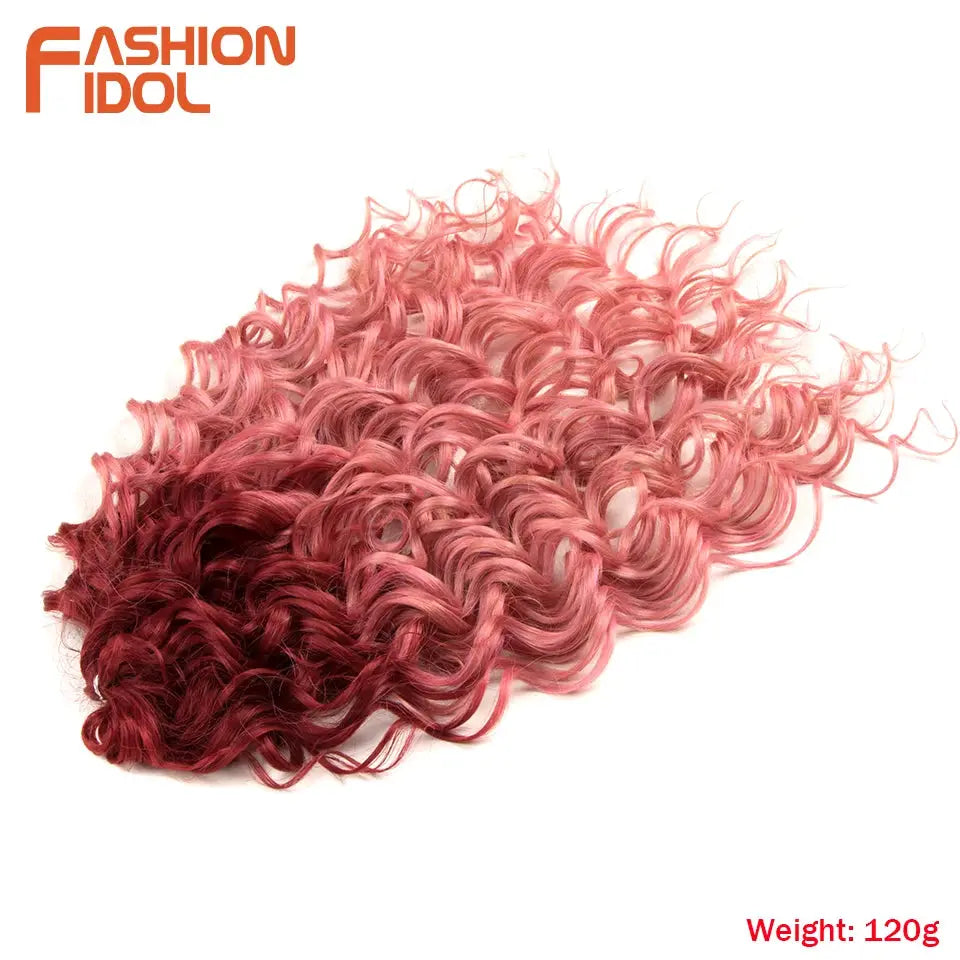 Jessica Hair Deep Wavy Twist Crochet Hair - pink burgundy gradient, synthetic high-temp fiber, 120g