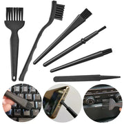 6-in-1 black anti-static keyboard cleaning brush kit with plastic handles for laptop, keyboard, phone and car dashboard