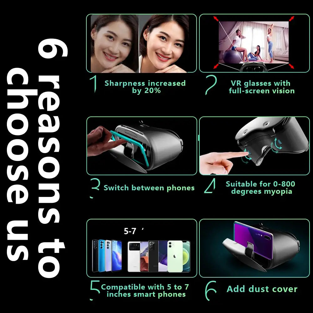3D Virtual Reality VR Glasses For iPhone And Android Smartphones With Real Lenses Goggles Headset
