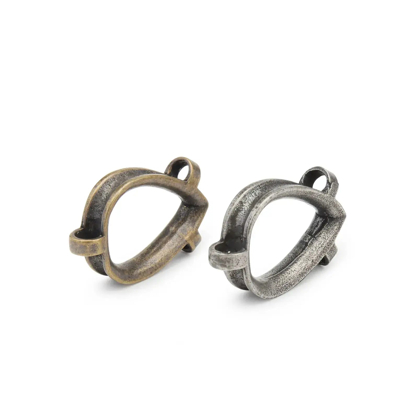 Simples Market paracord brass ring beads for keychains, antique brass and silver finishes, 2 pcs