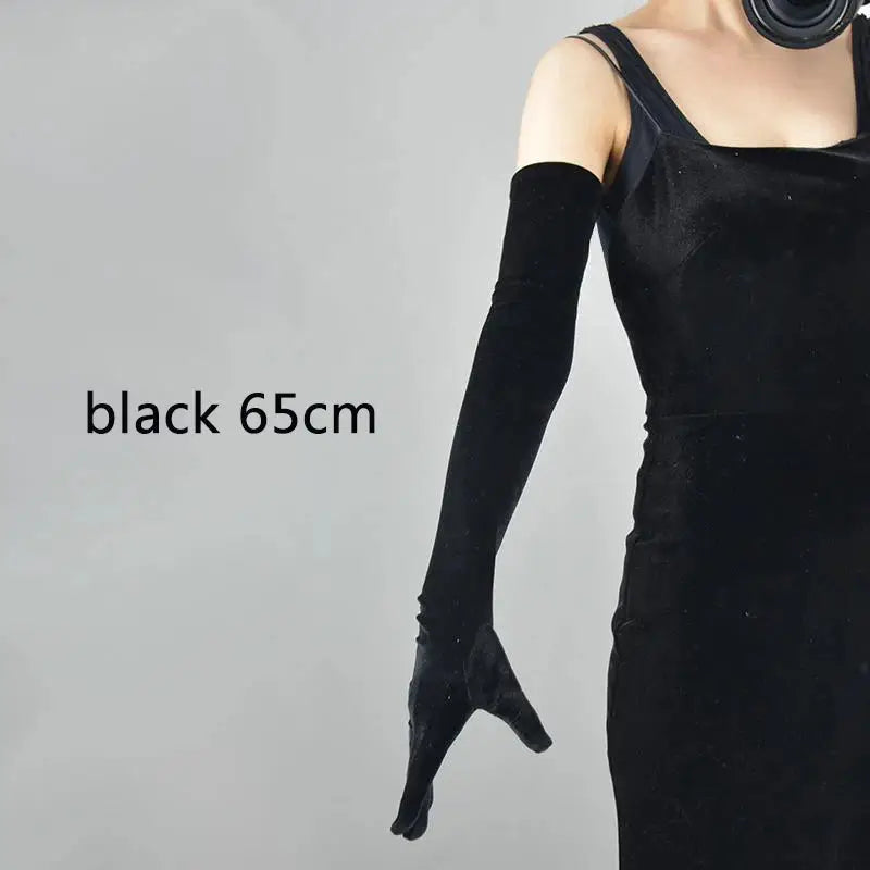 Velvet Gleam Luxury Velvet Evening Gloves For Women With Golden Accents Warm Autumn Winter Banquet Accessory