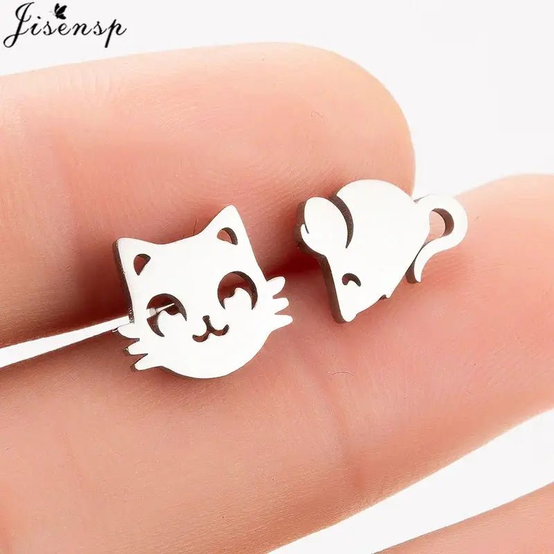 Stainless Steel Stud Earrings For Women Fashion Jewelry Multiple Animal Designs Hummingbird Leaf Music Fairy Gift - Simples Market