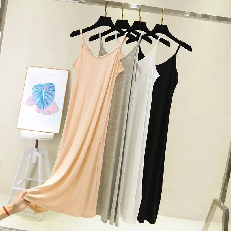 Spring Summer 2026 Women Tank Dress Modal O Neck Camisole Casual Beach