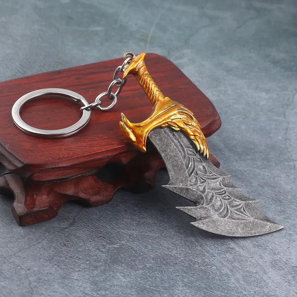 God Of War Kratos Sword Keychain Pendant Zinc Alloy Antique Silver Finish For Keys Backpacks And Bags
