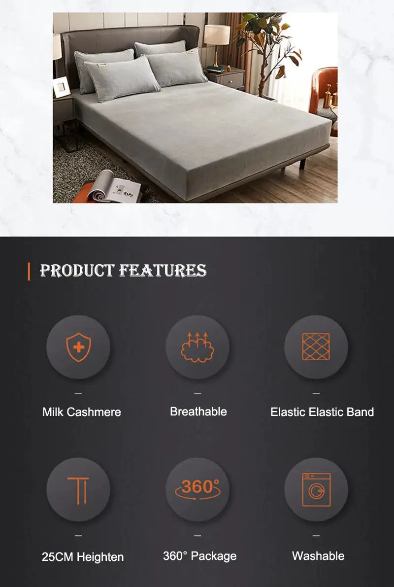 AISIRUI warm plush fitted sheet for double bed in grey coral fleece with elastic edge; Simples Market