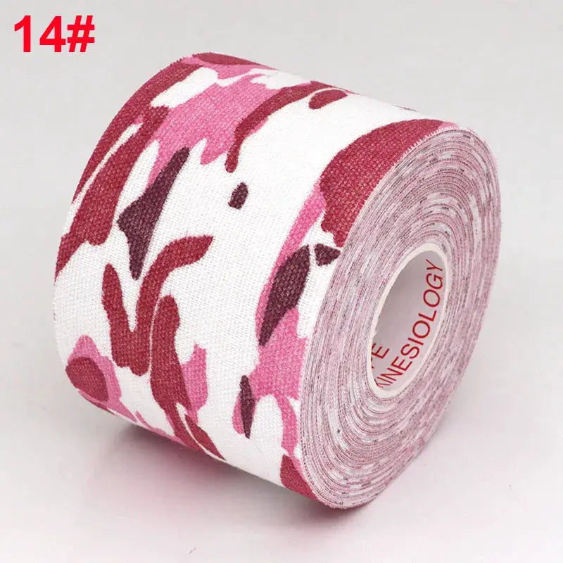 Simples Market kinesiology tape roll, pink camo pattern, 2.5/5cm wide, 5m athletic tape for sports recovery