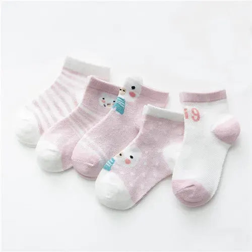 5 Pairs Baby Socks 0 To 24 Months Infants Cotton Mesh Boys Girls Newborn Toddler First Walkers Accessories Lawadka