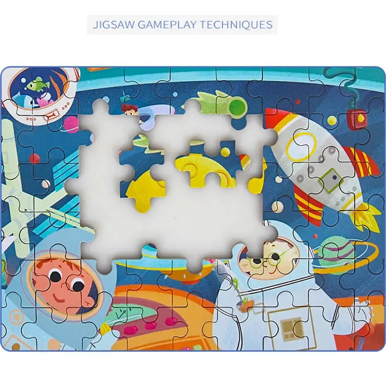 Wooden Puzzle Toys 60 Pieces For Children Cartoon Vehicles And Animals Educational Baby Learning Gift