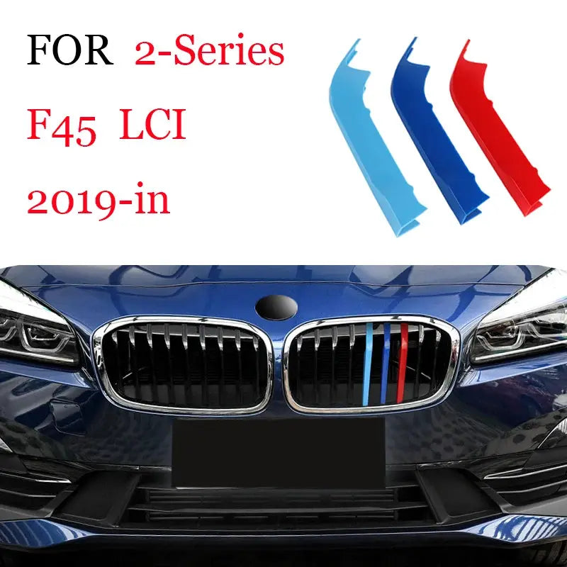 3Pcs Front Grille Trim Strips for BMW by Simples Market - blue shades, three-piece set