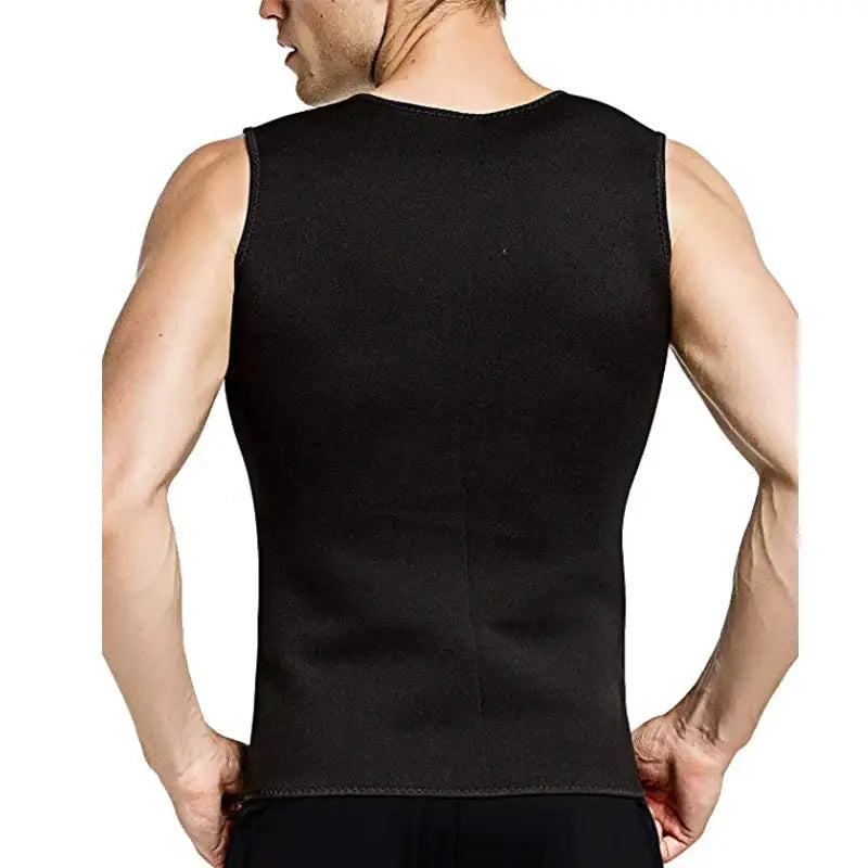 Men's black waist trainer sauna vest shapewear tank top by Simples Market