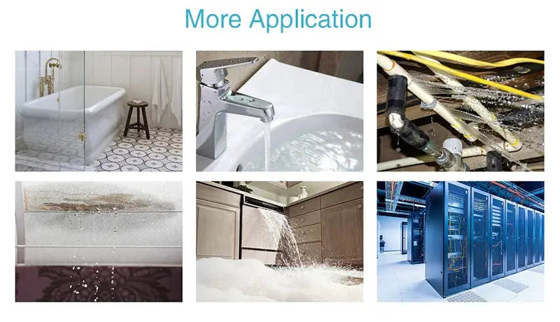 Tuya Smart Flood Leakage Sensor by Simples Market: WiFi water leak detector and security alarm; six leak scenarios.