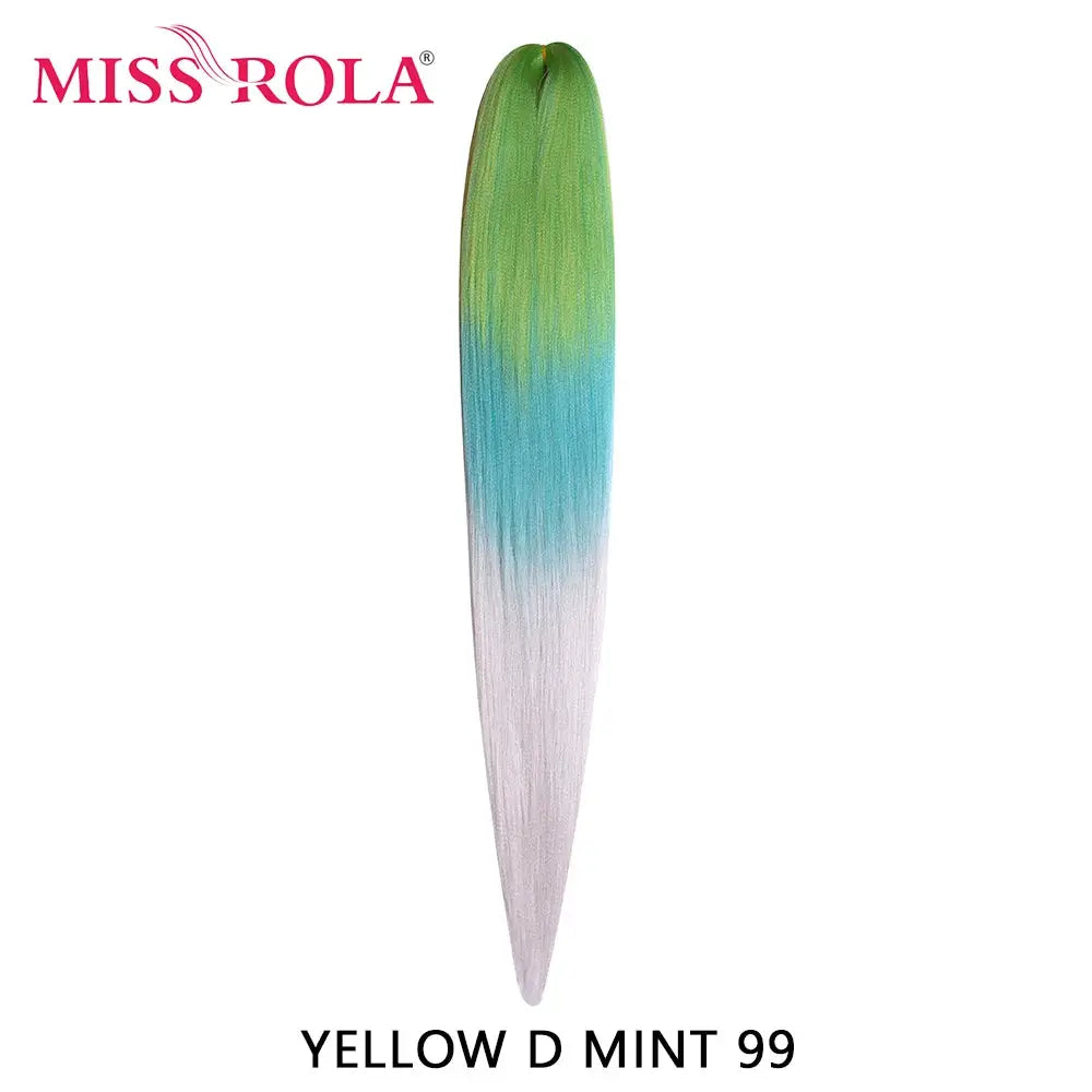 Miss Rola 30in synthetic Kanekalon hair braid, mint green to blue to white gradient, pre-stretched