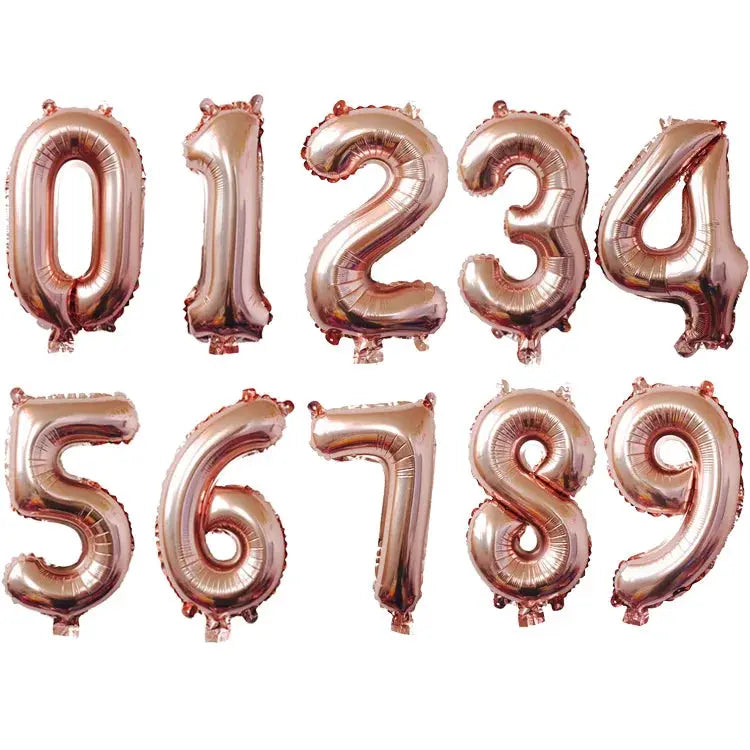 16 32 40 Inch Silver And Rose Gold Foil Number Balloons For Birthday Wedding Baby Shower Party Decorations