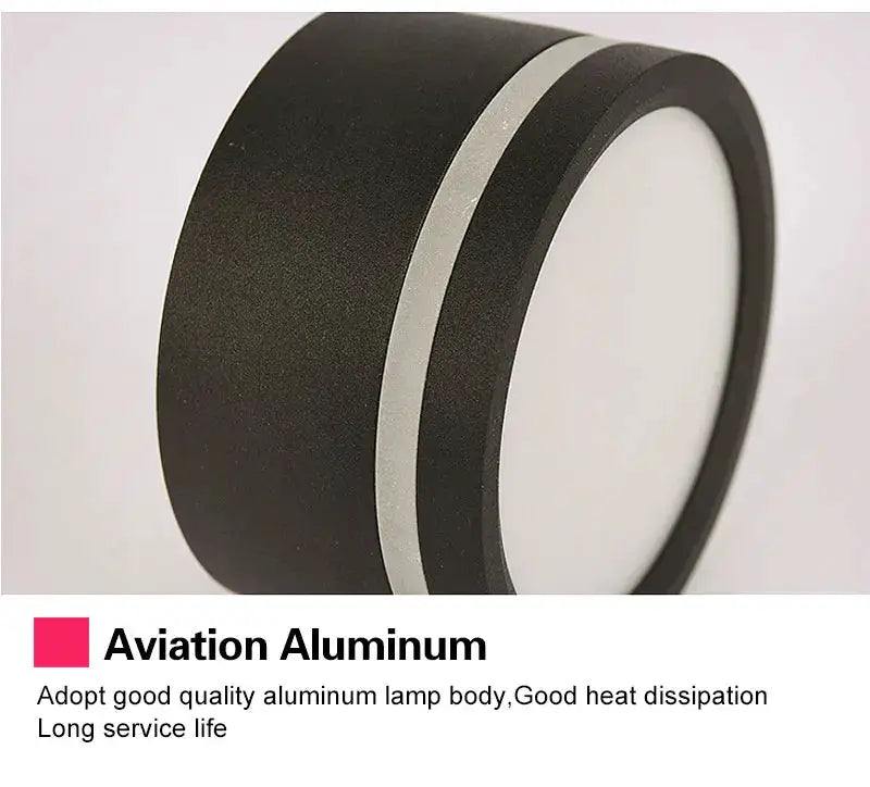 LED downlight housing in aviation aluminum, black with silver accent band