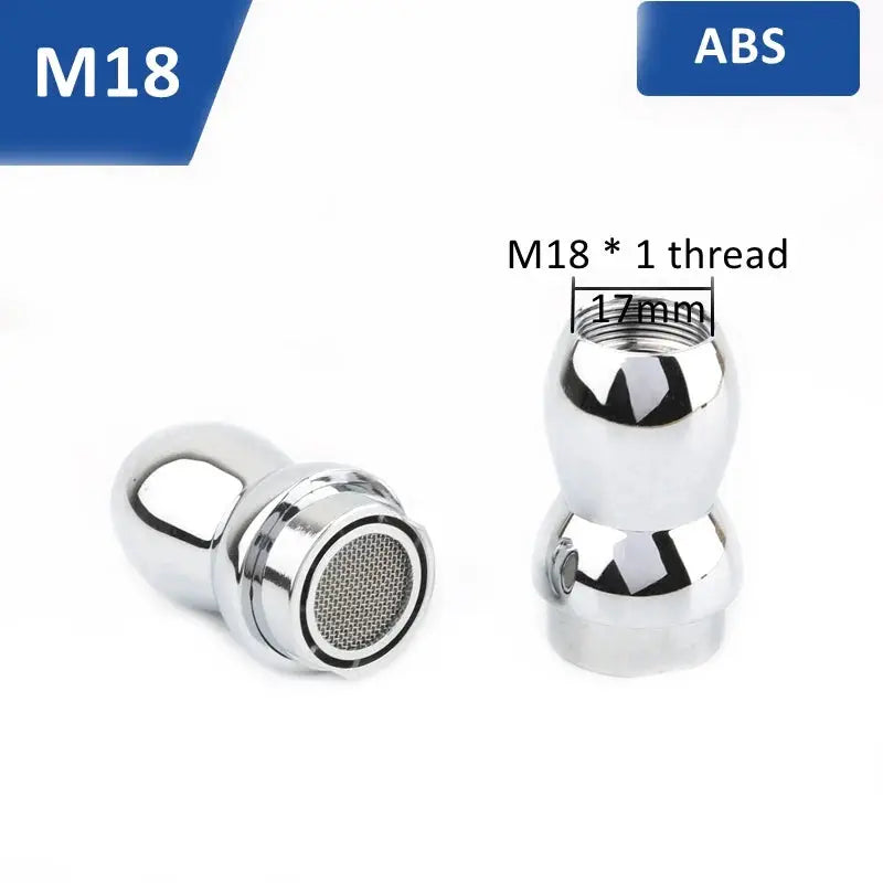 Chrome M18 faucet aerator set with 17mm thread and mesh bubbler; two-piece water-saving fittings