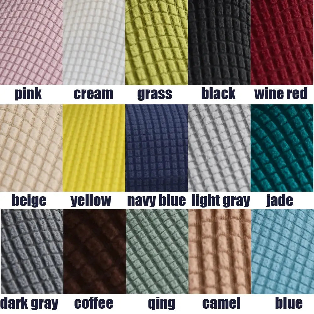 Sofa slipcover fabric swatches in 15 color options by Simples Market; stretch washable removable