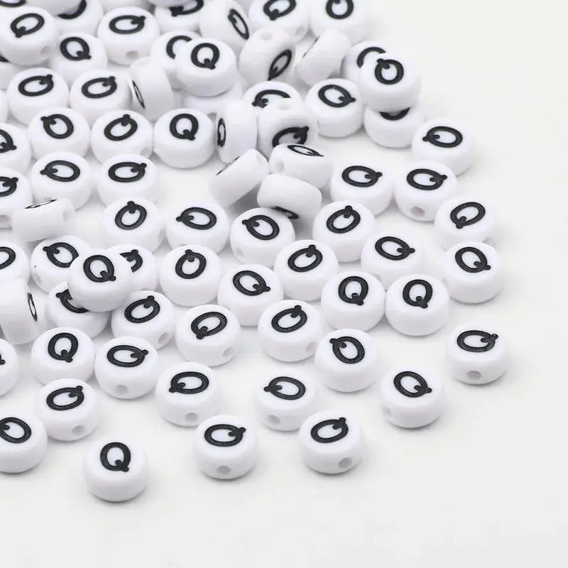 White Round Alphabet Letter Beads 7x4mm A To Z Acrylic Spacer Beads For Jewelry Making DIY Bracelets