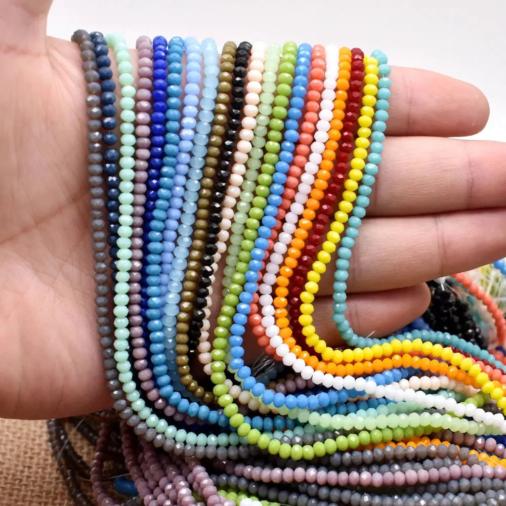 Yanqi Rondelle Crystal Beads 2mm 3mm 4mm Faceted Round Glass Beads for Jewelry Making DIY Spacer Beads