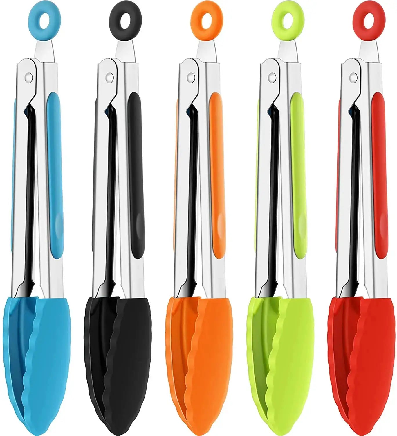 7 9 12 Inch Silicone Tipped Stainless Steel Locking BBQ Tongs Non Slip Food Tongs For Cooking