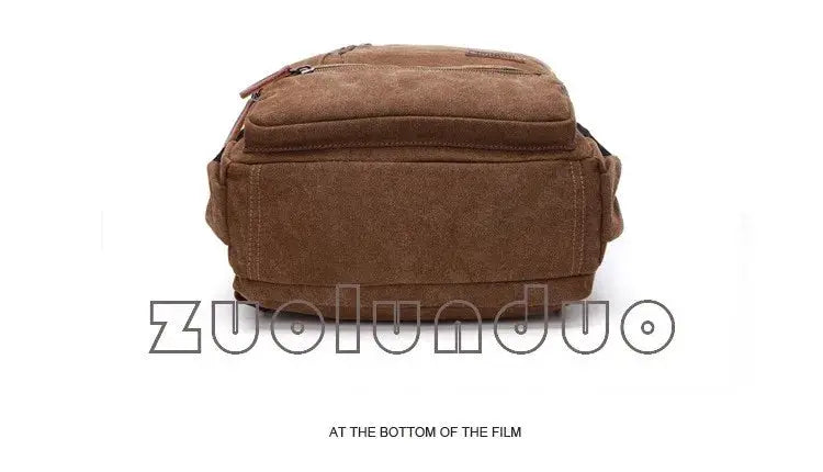 Vintage canvas backpack, brown, large-capacity laptop-ready travel bag for men