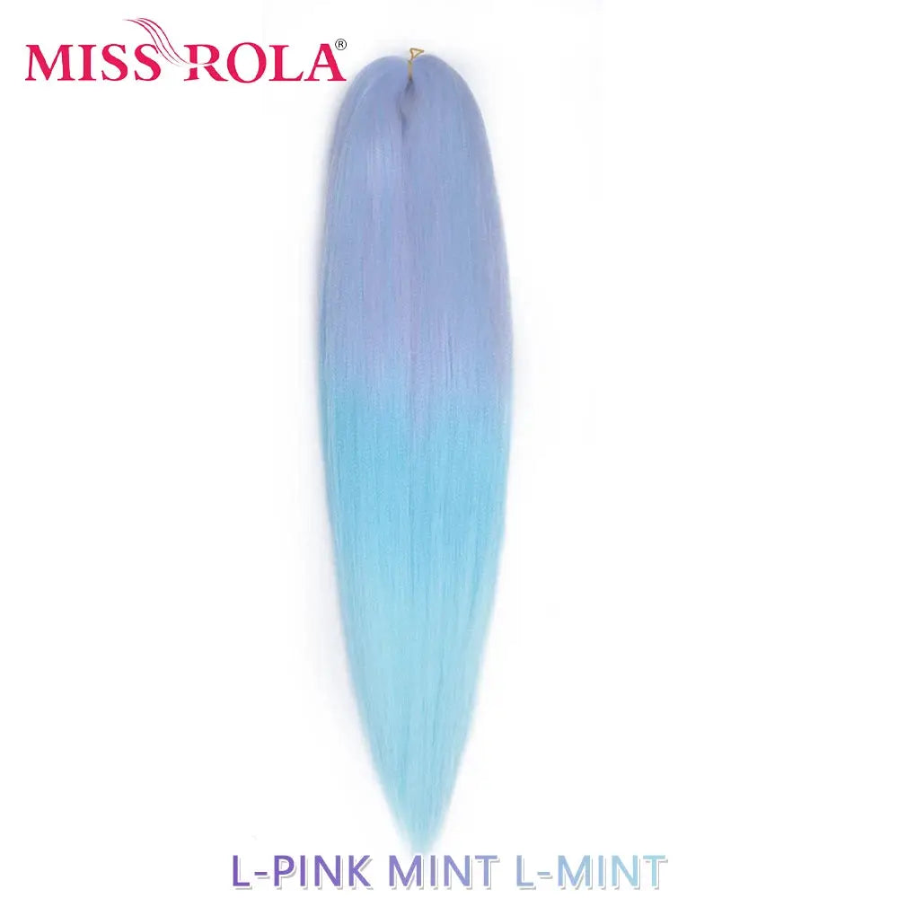 Miss Rola synthetic hair extension, 30in Kanekalon, pink-to-mint gradient, pre-stretched straight