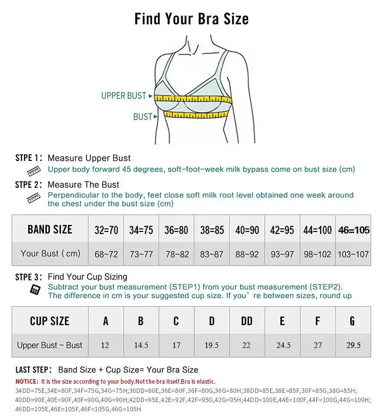 MELENECA women's minimizer seamless unlined underwire bra size guide with bust measurement steps diagram