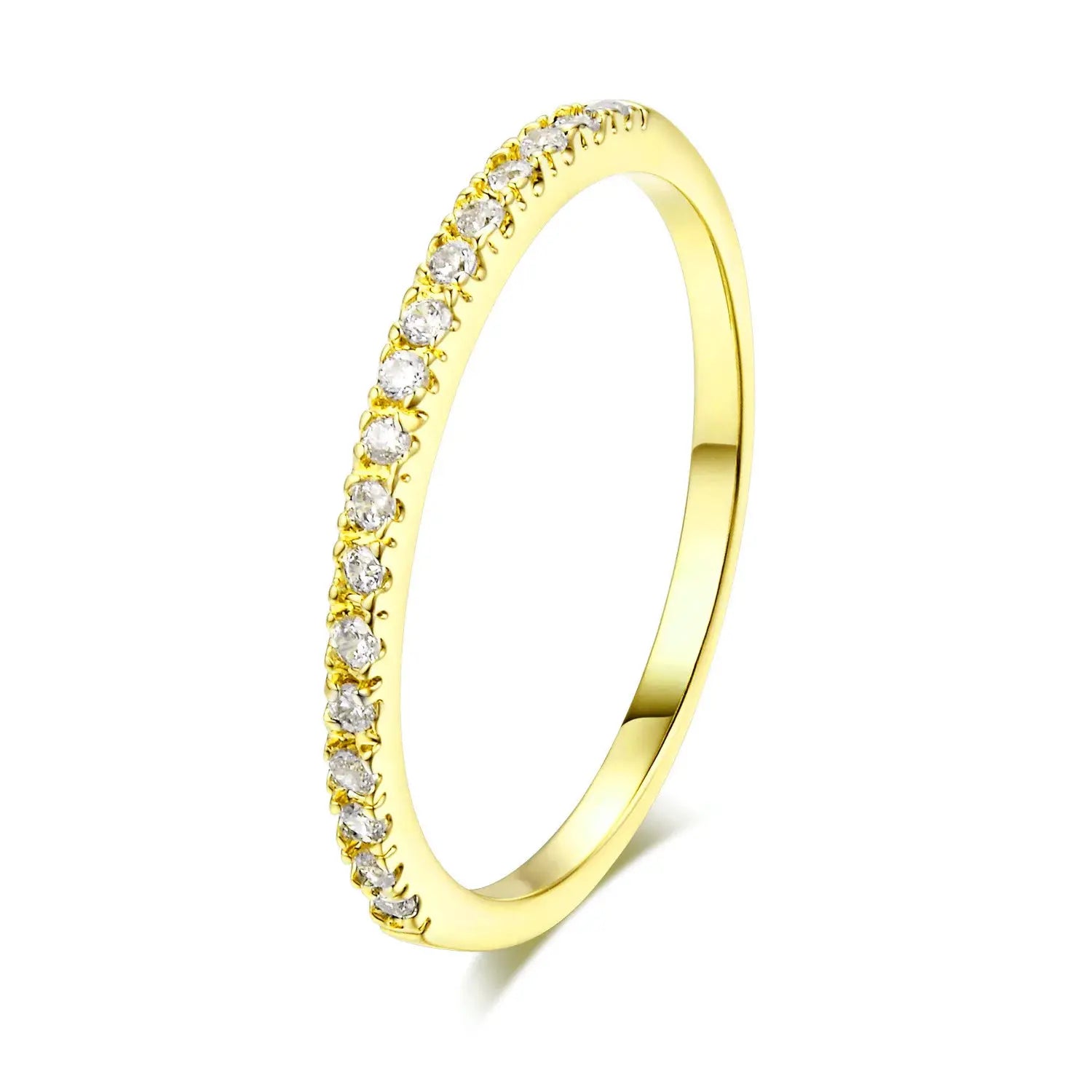 Delicate Micro Pave Zircon Ring For Women Trendy Chic Crystal Stackable Tiny Ring For Daily Wear R133