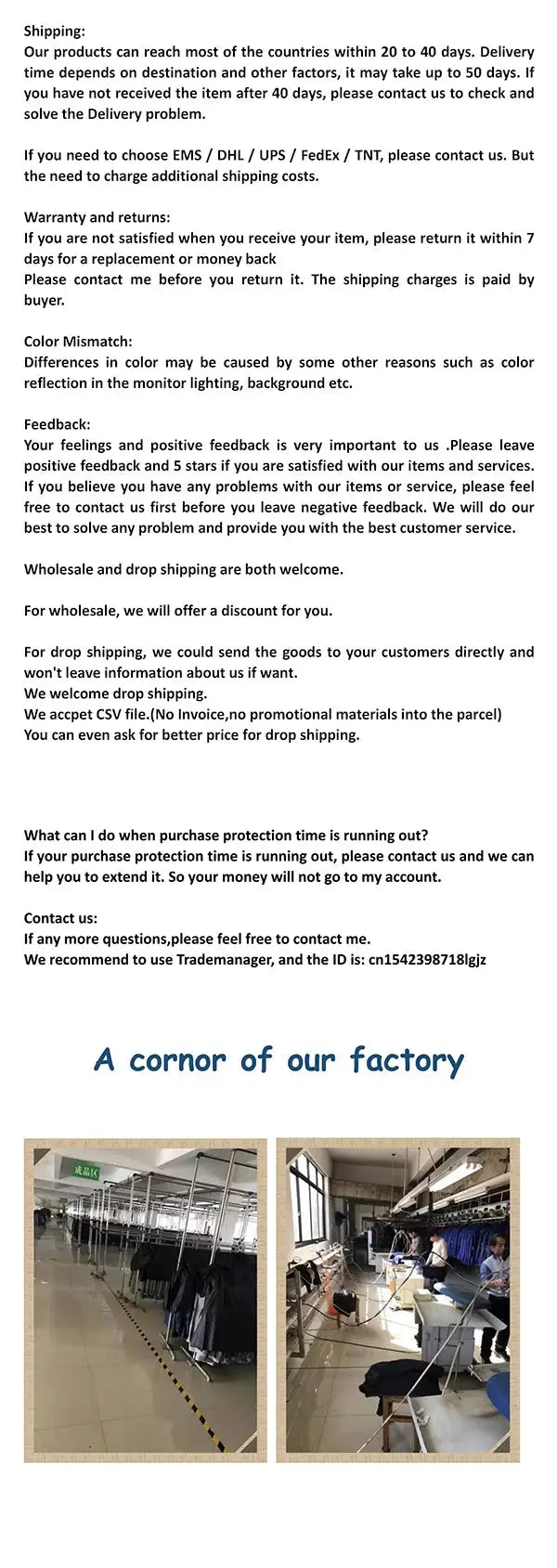 Skinny Denim Shorts Women product page by Simples Market with shipping policy text and two factory corner photos