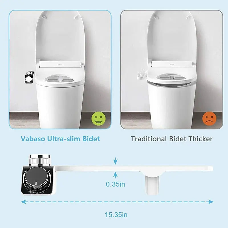 Simples Market ultra-slim bidet toilet seat attachment with dual self-cleaning nozzles and hot/cold water mixer