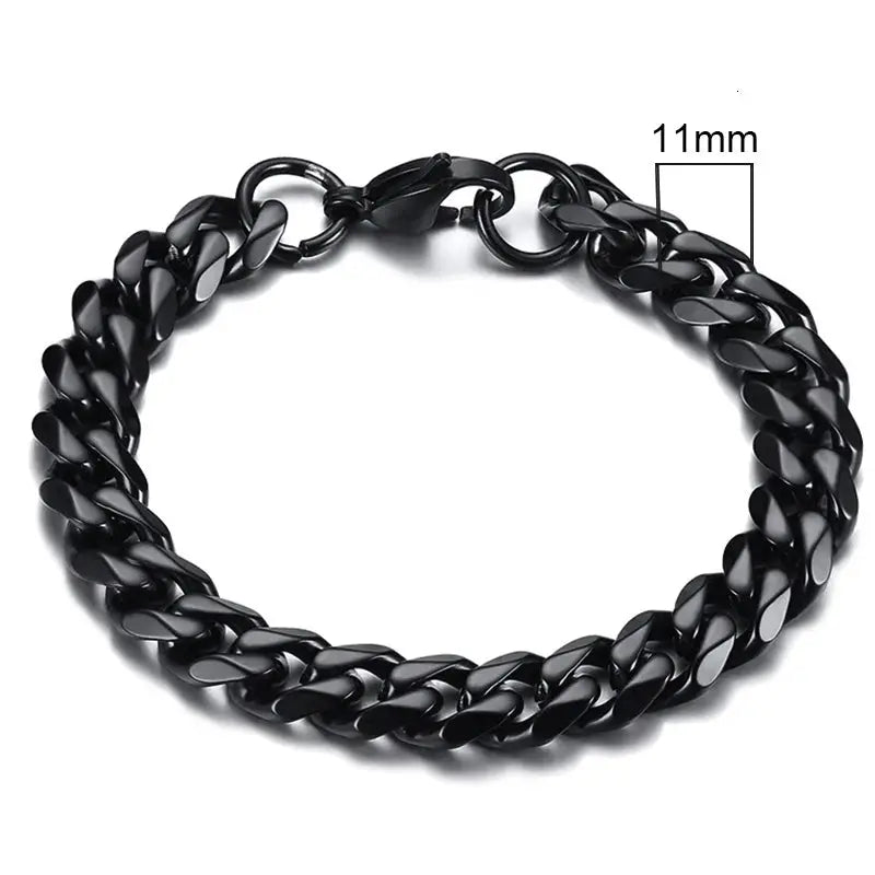 Vnox Stainless Steel Cuban Link Bracelet Unisex Curb Chain for Men and Women with Lobster Clasp